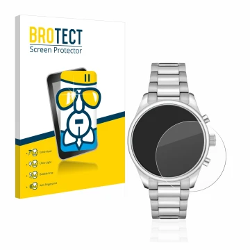 Vorderseite einer Produktverpackung mit dem Markenlogo BROTECT. Daneben ist das Gerät Hugo Boss Chronograph 58114171 mit dem z