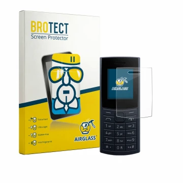 Vorderseite einer Produktverpackung mit dem Markenlogo BROTECT. Daneben ist das Gerät Nokia 110 4G (2023) mit dem zugehörigen 
