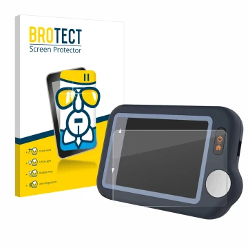 Vorderseite einer Produktverpackung mit dem Markenlogo BROTECT. Daneben ist das Gerät Wellue Pulsebit EX EKG mit dem zugehörig