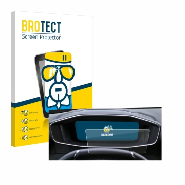 Vorderseite einer Produktverpackung mit dem Markenlogo BROTECT. Daneben ist das Gerät Peugeot 2008 2022 Cockpit mit dem zugehö