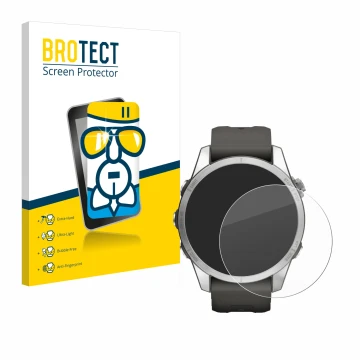 Vorderseite einer Produktverpackung mit dem Markenlogo BROTECT. Daneben ist das Gerät Garmin Fenix 7S Pro Solar (42 mm) mit de
