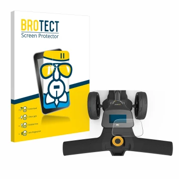 Vorderseite einer Produktverpackung mit dem Markenlogo BROTECT. Daneben ist das Gerät PowaKaddy FX3 mit dem zugehörigen Displa