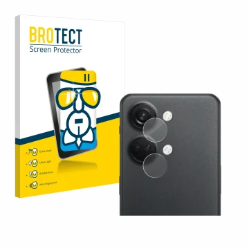 Vorderseite einer Produktverpackung mit dem Markenlogo BROTECT. Daneben ist das Gerät OnePlus Nord 3 5G (NUR Kameraschutz) mit