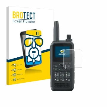 Vorderseite einer Produktverpackung mit dem Markenlogo BROTECT. Daneben ist das Gerät Kenwood TH-D75E D-Star mit dem zugehörig