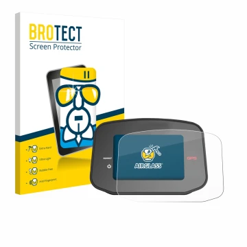 Vorderseite einer Produktverpackung mit dem Markenlogo BROTECT. Daneben ist das Gerät PowaKaddy CT8 GPS mit dem zugehörigen Di