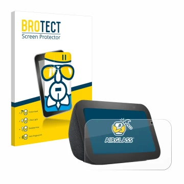 Vorderseite einer Produktverpackung mit dem Markenlogo BROTECT. Daneben ist das Gerät Amazon Echo Show 5 (3. Gen.) mit dem zug