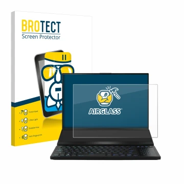 Vorderseite einer Produktverpackung mit dem Markenlogo BROTECT. Daneben ist das Gerät ASUS ROG Zephyrus Duo 16 2023 mit dem zu