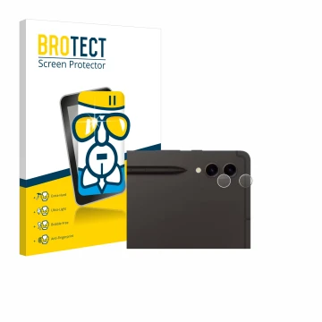 Vorderseite einer Produktverpackung mit dem Markenlogo BROTECT. Daneben ist das Gerät Samsung Galaxy Tab S9 Ultra 5G (NUR Kame