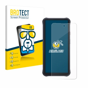 Vorderseite einer Produktverpackung mit dem Markenlogo BROTECT. Daneben ist das Gerät Cubot King Kong Power mit dem zugehörige