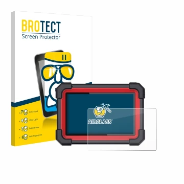 Vorderseite einer Produktverpackung mit dem Markenlogo BROTECT. Daneben ist das Gerät Launch X-431 CRP 919E BT mit dem zugehör