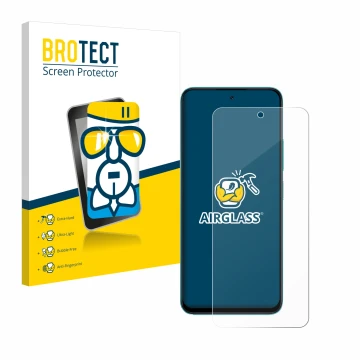 Vorderseite einer Produktverpackung mit dem Markenlogo BROTECT. Daneben ist das Gerät Xiaomi Poco M6 Pro 5G mit dem zugehörige
