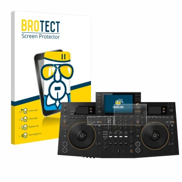 Vorderseite einer Produktverpackung mit dem Markenlogo BROTECT. Daneben ist das Gerät Pioneer OPUS-QUAD mit dem zugehörigen Di