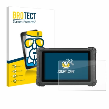 Vorderseite einer Produktverpackung mit dem Markenlogo BROTECT. Daneben ist das Gerät Autel MX900c mit dem zugehörigen Display