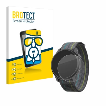 Vorderseite einer Produktverpackung mit dem Markenlogo BROTECT. Daneben ist das Gerät Coros Pace 3 mit dem zugehörigen Display