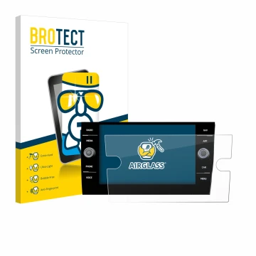 Vorderseite einer Produktverpackung mit dem Markenlogo BROTECT. Daneben ist das Gerät Volkswagen Taigo Discover Media 8” 2023 