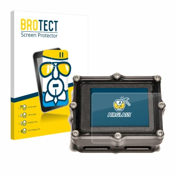 Vorderseite einer Produktverpackung mit dem Markenlogo BROTECT. Daneben ist das Gerät Shearwater Petrel 2 dive computer mit de