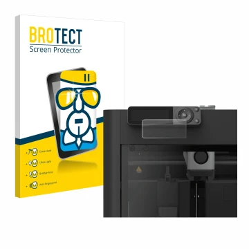 Vorderseite einer Produktverpackung mit dem Markenlogo BROTECT. Daneben ist das Gerät Bambu Lab P1S 3D Printer mit dem zugehör