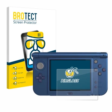 Vorderseite einer Produktverpackung mit dem Markenlogo BROTECT. Daneben ist das Gerät Nintendo New 3DS XL (Unteres Display) mi
