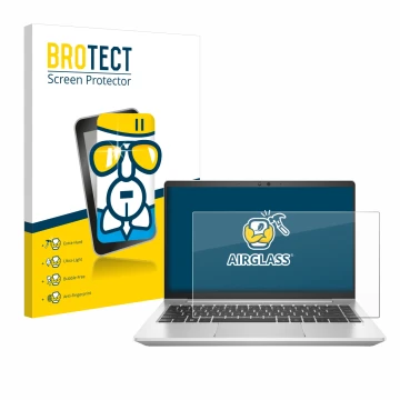 Vorderseite einer Produktverpackung mit dem Markenlogo BROTECT. Daneben ist das Gerät HP EliteBook 645 G10 mit dem zugehörigen