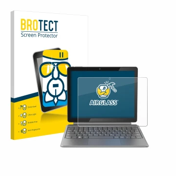 Vorderseite einer Produktverpackung mit dem Markenlogo BROTECT. Daneben ist das Gerät Alldocube iWork 20 Pro mit dem zugehörig