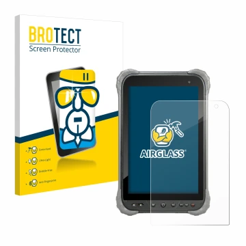 Vorderseite einer Produktverpackung mit dem Markenlogo BROTECT. Daneben ist das Gerät Juniper Systems Cedar CT8X2 mit dem zuge