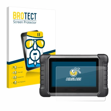 Vorderseite einer Produktverpackung mit dem Markenlogo BROTECT. Daneben ist das Gerät Autel MaxiCheck MX808s mit dem zugehörig