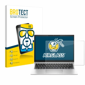 Vorderseite einer Produktverpackung mit dem Markenlogo BROTECT. Daneben ist das Gerät HP EliteBook 830 G10 Laptop-PC mit dem z
