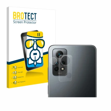 Vorderseite einer Produktverpackung mit dem Markenlogo BROTECT. Daneben ist das Gerät Xiaomi Redmi Note 12 Pro 4G (NUR Kameras