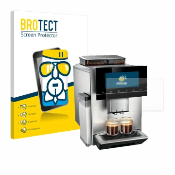 Vorderseite einer Produktverpackung mit dem Markenlogo BROTECT. Daneben ist das Gerät Siemens EQ900 TQ907D03 mit dem zugehörig