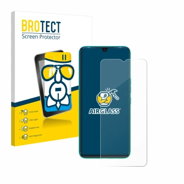 Vorderseite einer Produktverpackung mit dem Markenlogo BROTECT. Daneben ist das Gerät Tecno Spark 7 mit dem zugehörigen Displa