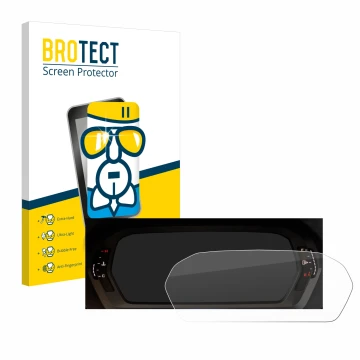 Vorderseite einer Produktverpackung mit dem Markenlogo BROTECT. Daneben ist das Gerät Audi A3 2023 Virtual cockpit mit dem zug