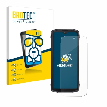 Vorderseite einer Produktverpackung mit dem Markenlogo BROTECT. Daneben ist das Gerät Cubot King Kong Star 5G mit dem zugehöri