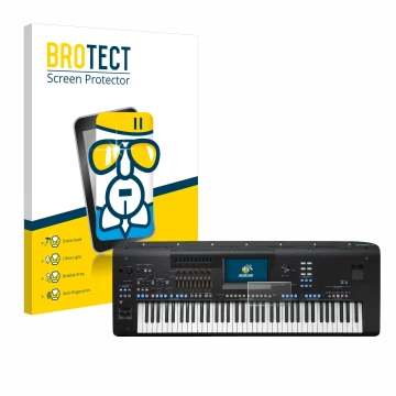 Vorderseite einer Produktverpackung mit dem Markenlogo BROTECT. Daneben ist das Gerät Yamaha Genos2 mit dem zugehörigen Displa