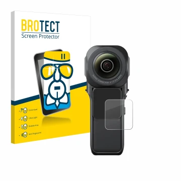 Vorderseite einer Produktverpackung mit dem Markenlogo BROTECT. Daneben ist das Gerät Insta360 One RS 1-Zoll 360 mit dem zugeh