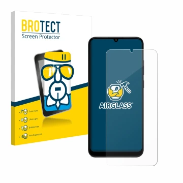 Vorderseite einer Produktverpackung mit dem Markenlogo BROTECT. Daneben ist das Gerät Samsung Galaxy A04 mit dem zugehörigen D