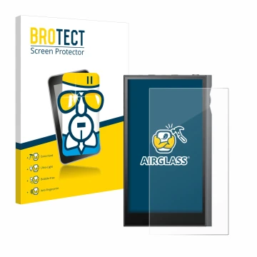 Vorderseite einer Produktverpackung mit dem Markenlogo BROTECT. Daneben ist das Gerät Astell&Kern Kann Ultra mit dem zugehörig