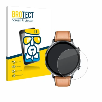 Vorderseite einer Produktverpackung mit dem Markenlogo BROTECT. Daneben ist das Gerät NONGAMX Smartwatch 1.39