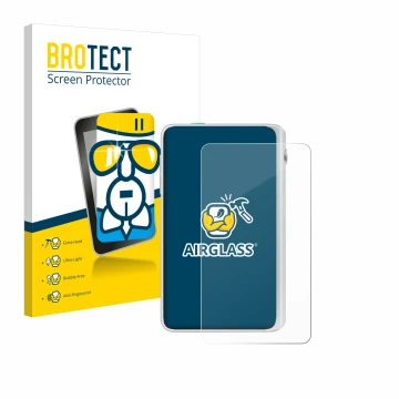 Vorderseite einer Produktverpackung mit dem Markenlogo BROTECT. Daneben ist das Gerät Timekettle Fluentalk T1 Mini mit dem zug