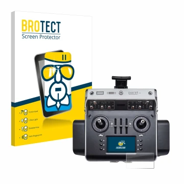 Vorderseite einer Produktverpackung mit dem Markenlogo BROTECT. Daneben ist das Gerät Graupner MC-32ex mit dem zugehörigen Dis