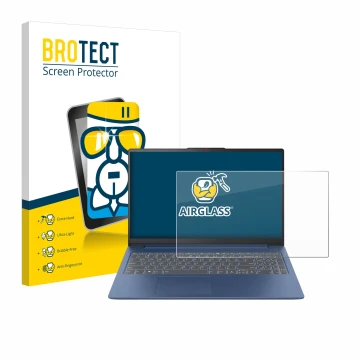 Vorderseite einer Produktverpackung mit dem Markenlogo BROTECT. Daneben ist das Gerät Lenovo IdeaPad Slim 3 Gen 8 15