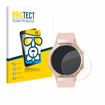 Vorderseite einer Produktverpackung mit dem Markenlogo BROTECT. Daneben ist das Gerät Mutoy Smartwatch 1.32