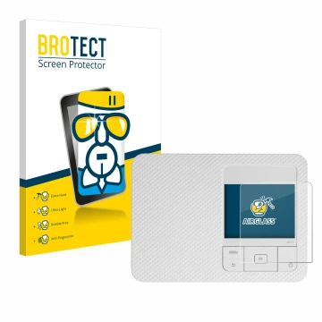 Vorderseite einer Produktverpackung mit dem Markenlogo BROTECT. Daneben ist das Gerät Canon Selphy CP1500 mit dem zugehörigen 