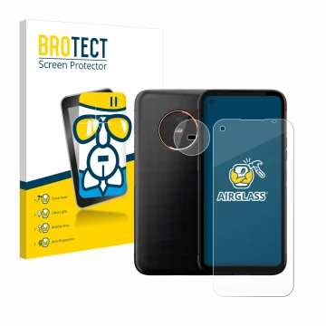 Vorderseite einer Produktverpackung mit dem Markenlogo BROTECT. Daneben ist das Gerät Gigaset GX6 Pro (Display+Kamera) mit dem