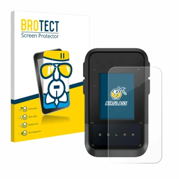 Vorderseite einer Produktverpackung mit dem Markenlogo BROTECT. Daneben ist das Gerät Garmin eTrex Solar mit dem zugehörigen D