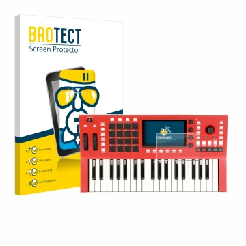 Vorderseite einer Produktverpackung mit dem Markenlogo BROTECT. Daneben ist das Gerät Akai Professional MPC Key 37 mit dem zug