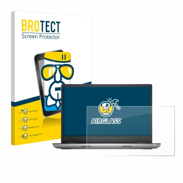 Vorderseite einer Produktverpackung mit dem Markenlogo BROTECT. Daneben ist das Gerät Dell Precision 7780 mit dem zugehörigen 