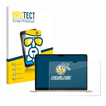 Vorderseite einer Produktverpackung mit dem Markenlogo BROTECT. Daneben ist das Gerät Apple MacBook Air 15