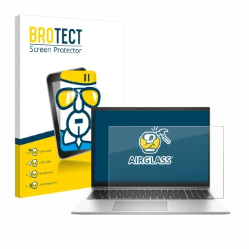 Vorderseite einer Produktverpackung mit dem Markenlogo BROTECT. Daneben ist das Gerät HP EliteBook 865 G10 mit dem zugehörigen