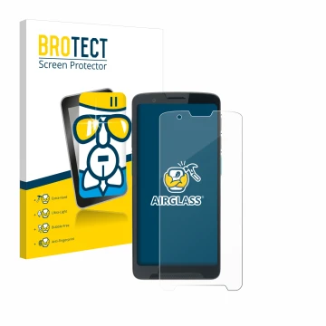 Vorderseite einer Produktverpackung mit dem Markenlogo BROTECT. Daneben ist das Gerät Unitech EA660 mit dem zugehörigen Displa