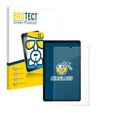 Vorderseite einer Produktverpackung mit dem Markenlogo BROTECT. Daneben ist das Gerät Lenovo Legion Tab mit dem zugehörigen Di